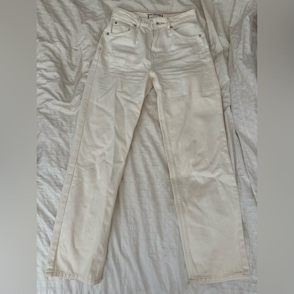 Free People Cream Jeans Lightweight Cotton
